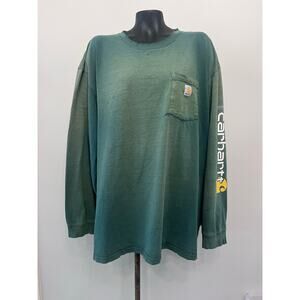 Carhartt Thrashed L/S T-Shirt Mens 3XL SunFaded Arm SpellOut Destroyed Grunge